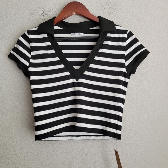 Reformation Lovella Top in Domino Stripe size S NWT - Picture 5 of 10